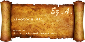 Szvoboda Ali névjegykártya